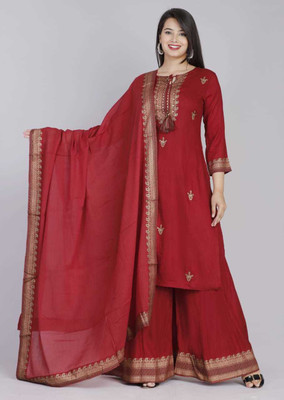 Sanganer Export Printed Kurta, Palazzo & Dupatta Set