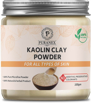 puranex Pure & Natural Kaolin Clay Powder For Whitening & Brighting & Flow Less Clear Skin Face Pack 100 GM (Pack of 1) 100 GM Each(100 g)