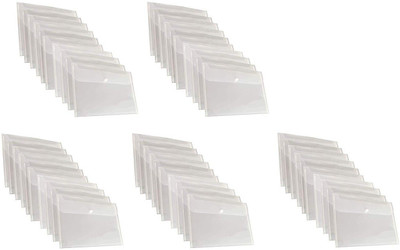 JSMSH Plastic Document File Bag(Set Of 50, Transparent)