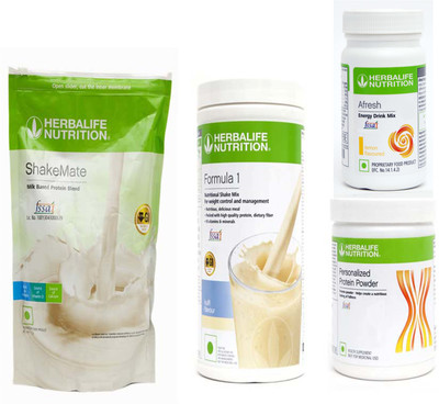 HERBALIFE Weight Loss Extra Delicious Combo With ( Formula 1 Nutritional Shake Mix - Kulfi Flavor + Personalized Protein Powder 200 Gram + Afresh Energy Drink Mix - Lemon Flavor + Shake Mate Milk Powder - Vanilla Flavor ) Combo(1250 Gram)
