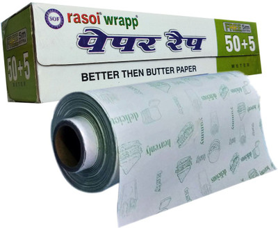 RASOI WRAPP FOOD WRAPPING PAPER | PAPER FOIL | BUTTER PAPER | ROTI PAPER| FOIL PAPER Parchment Paper(55 m)