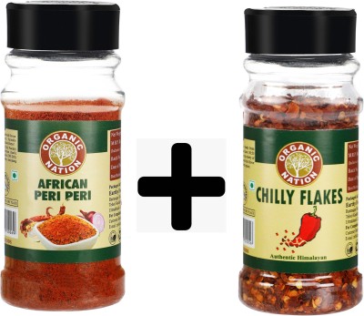 Organic Nation African Peri Peri And Chilly Flakes Combo Pack | African Peri Peri 90gm| Chilly Flakes 60gm|(150 g)