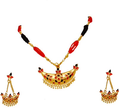balaji gold Copper Gold-plated Red, Black Jewellery Set(Pack of 1)