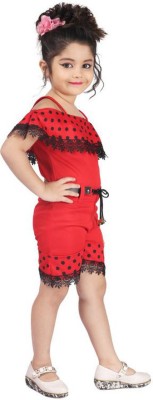 Samshil Fashion Girls Mini/Short Festive/Wedding Dress(Red, Sleeveless)