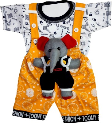 Siddhi Enterprises Dungaree For Baby Boys & Baby Girls Casual Printed Cotton Blend(Multicolor, Pack of 1)