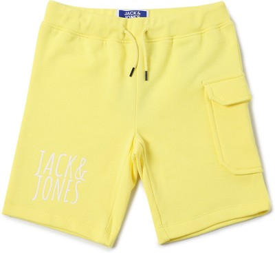 Jack & Jones Junior Short For Boys Casual Solid Cotton Blend(Yellow, Pack of 1)