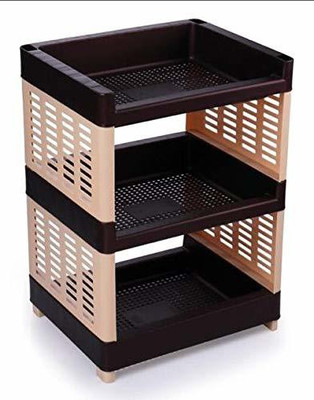 AK HUB Utensil Kitchen Rack Plastic Multipurpose Use Viva 3 Compartments Plastic Rack for Office, Kitchen and General Use Plastic Wall Shelf