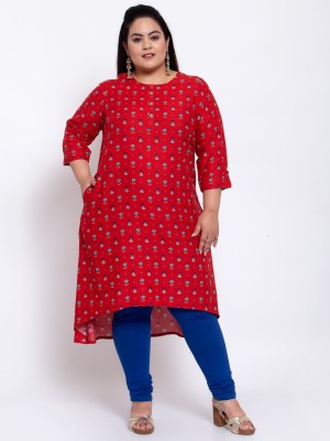 PLUSS Women Printed A-line Kurta(Red)