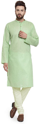 KSH Trendz Men Solid Straight Kurta(Light Green)
