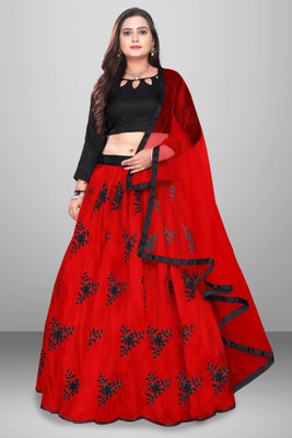 BIPIN ENTERPRISE Embroidered Semi Stitched Lehenga Choli(Red)