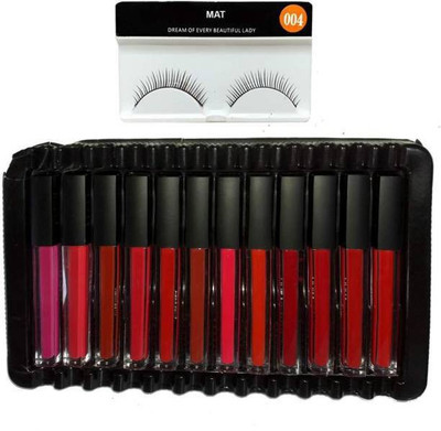 swenky 12 multiclur liquid lipstik n pair eyelashes(multiclur, 60 ml)