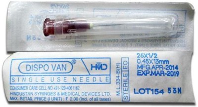 DISPOVAN Needle single use 26G X 1/2 (0.45X13mm) (pack of 100 needle) Medical Needle(Clear)