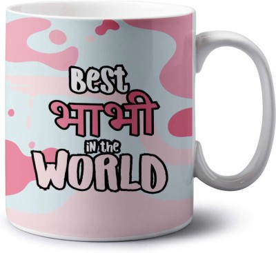 Crazy Corner Best Bhabhi In The World Printed Coffee (350 ML) | Gift for Relatives Birthday/Marriage/Anniversary/Raksha Bandhan Gift/Rakhi Gift for Bhabhi/Sister In Law Ceramic Coffee Mug(350 ml)