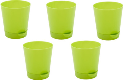 Garbnoire Self Watering Planter Pot with Bottom Tray/Plate 4-inch Indoor Outdoor Plant Pot Plant Container Set(Pack of 5, Plastic)