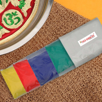 TIED RIBBONS Pack of 5 Rangoli Powder(Multicolor)