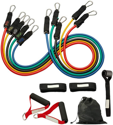 STOCKHAWKERS Beginner/Professional Level 11 Pcs Resistance Band Set- Use for Lite/Heavy Workout Resistance Tube(Multicolor)