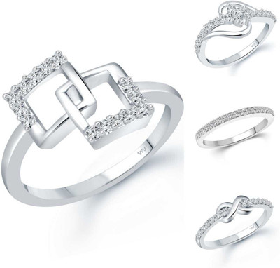 VIGHNAHARTA Alloy Cubic Zirconia Rhodium Plated Ring Set