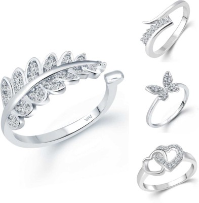 VIGHNAHARTA Alloy Cubic Zirconia Rhodium Plated Ring Set