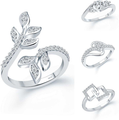 VIGHNAHARTA Alloy Cubic Zirconia Rhodium Plated Ring Set