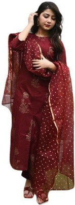 Radhe Fabric Floral Print Kurta, Trouser/Pant & Dupatta Set
