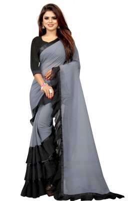 Glance Fashion Solid/Plain Daily Wear Georgette, Pure Silk Saree(Multicolor)