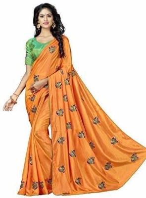 Kimisha Embroidered Bollywood Silk Blend Saree(Orange)