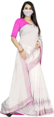 pUNYATHA CREATION Embroidered Bollywood Art Silk Saree(White)