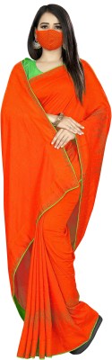 pUNYATHA CREATION Embroidered Chanderi Art Silk Saree(Orange)