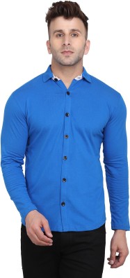 Trendfull Men Self Design Casual Dark Blue, White Shirt