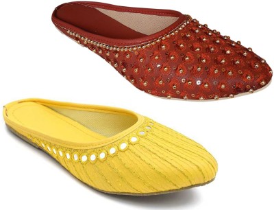 sdshopping Jutti / Mojari combo Pack Of 2 Jutis For Women(Yellow , 4)