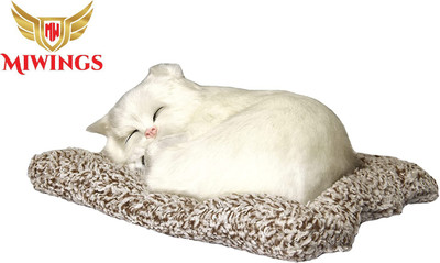 Miwings Car Dashboard Cat Slipping Home decor Decorative Showpiece  -  5 cm(Plastic, White)