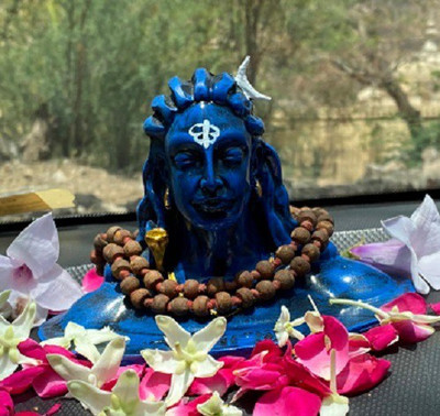 NAVYAKSH Lord Shiva in Dhyana Mudra Shiva Idol for Home Decor, Gift & Puja, Matte Decorative Showpiece  -  11 cm(Marble, Black, Gold)