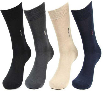 HF LUMEN Men Solid Mid-Calf/Crew(Pack of 4)