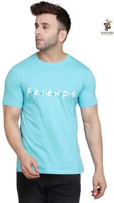 SLOWLORIS Solid Men Round Neck Light Blue T-Shirt