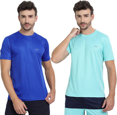 FTX Solid Men Round Neck Multicolor, Light Blue T-Shirt