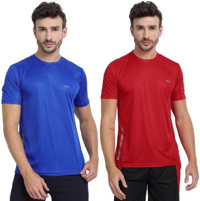 FTX Solid Men Round Neck Multicolor, Red T-Shirt