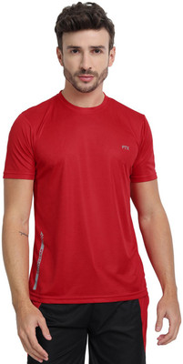 FTX Solid Men Round Neck Red T-Shirt