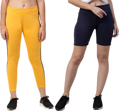 Bluecon Solid Women Yellow Tights
