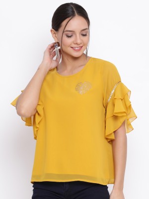 ALL WAYS YOU Casual Solid Women Yellow Top