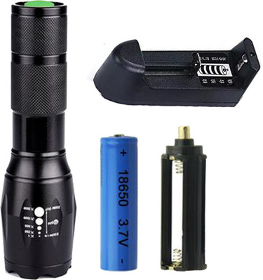 Small Sun Rechargeable 5 Mode LED Waterproof 500 meter 25W Flashlight Torch Zoomable 20W Flashlight Torch LED Torchlight Torch (Black) Torch(Black, 15.5 cm, Rechargeable)
