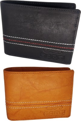 Gargi Men Casual, Formal Black, Tan Genuine Leather Wallet(5 Card Slots, Pack of 2)