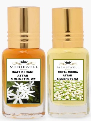 Menjewell Combo Pack Of 2PCs Attar(Raat Ki Rani 5ML,Royal Mogra 5ML)Attar Perfume Floral Attar(Floral, Mogra)