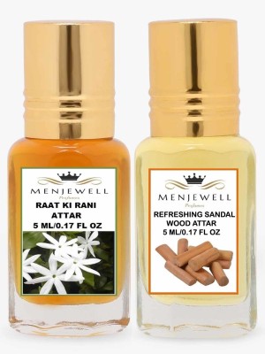 Menjewell Combo Pack Of 2PCs Attar(Raat Ki Rani 5ML,Refreshing Sandalwood 5ML)Attar Perfume Floral Attar(Floral, Sandalwood)
