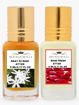 Menjewell Combo Pack Of 2PCs Attar(Raat Ki Rani 5ML,Rose Fresh 5ML)Attar Perfume Floral Attar(Floral, Rose)