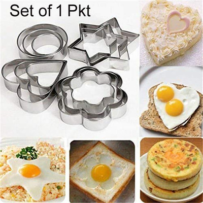 KAIZEN 12Pcs Set of Stainless Steel Cookie Cutters Heart Flower Round Star Shapes Biscuit Mold Cookie Cutter Cookie Cutter(Pack of 12)