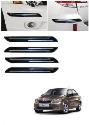 arneja trading company Rubber, Carbon Steel Car Bumper Guard(Black, Silver, Pack of 4, Maruti, Rapid)