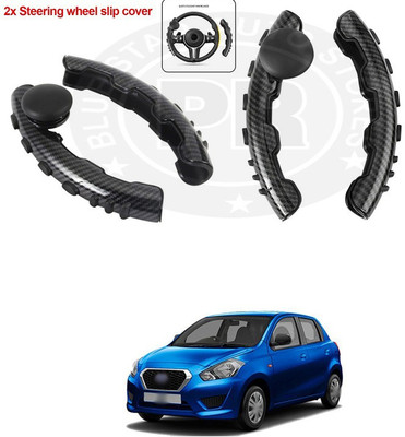 PRTEK Hand Stiched Steering Cover For Datsun Go(Black, Grey, Tarpaulin, Plastic)