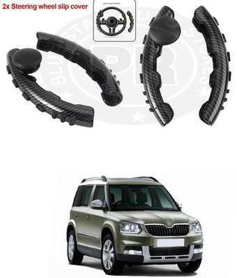 PRTEK Hand Stiched Steering Cover For Skoda Yeti(Black, Tarpaulin, Plastic)