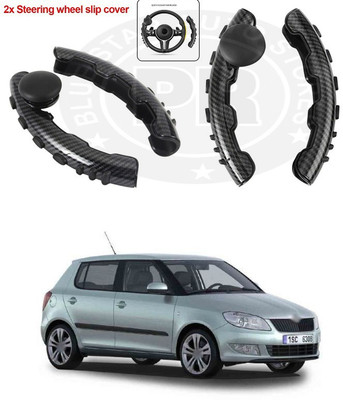 PRTEK Hand Stiched Steering Cover For Skoda Fabia(Black, Grey, Tarpaulin, Plastic)