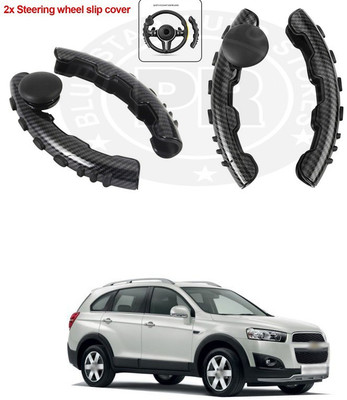 PRTEK Hand Stiched Steering Cover For Chevrolet Captiva(Black, Grey, Tarpaulin, Plastic)